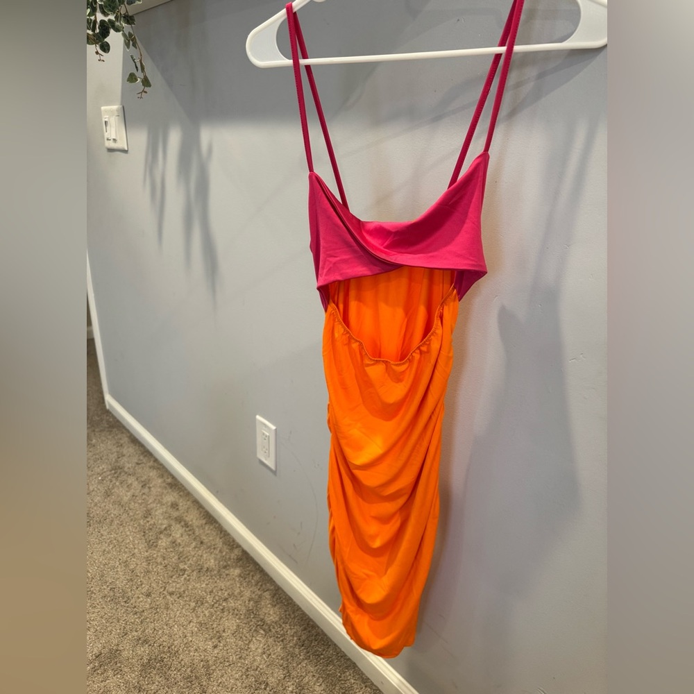 Vibrant Pink and Orange Women's Dress